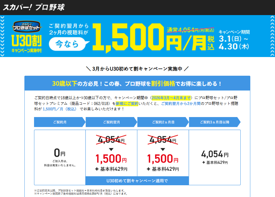 30歳以下割引