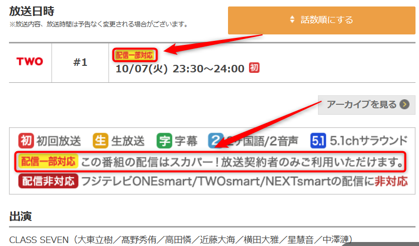 はじめまして！CLASS SEVENですはフジテレビTWOで放送・配信（スカパー番組配信でスマホ視聴可能）