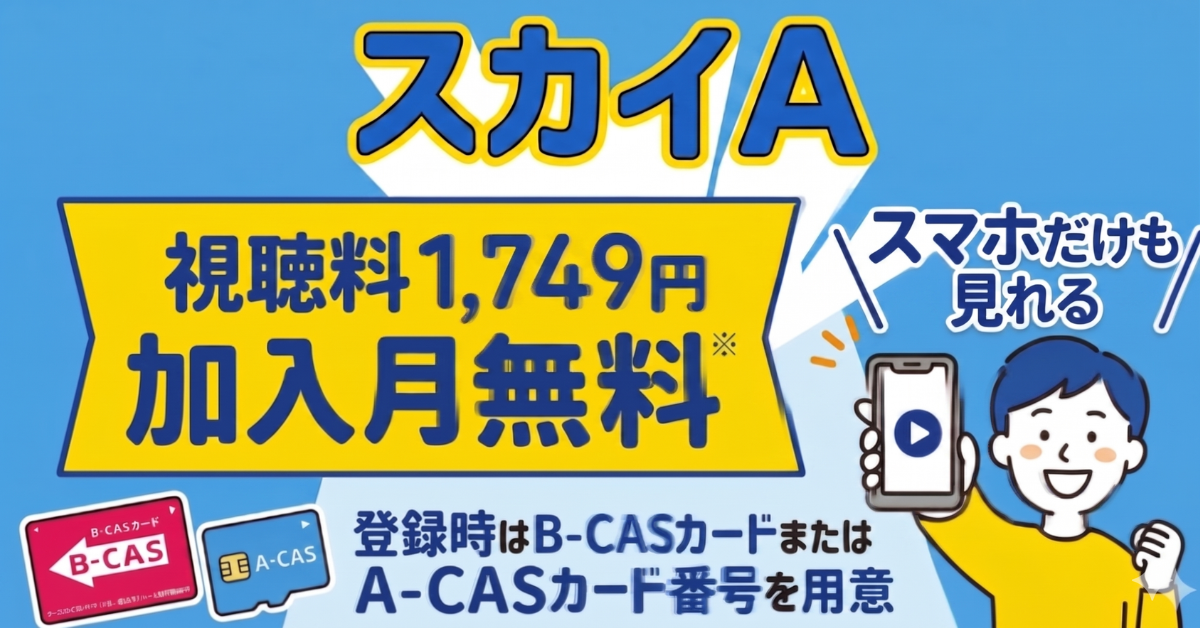 スカイAのスカパー料金、視聴方法、スマホで見る方法、契約方法は？