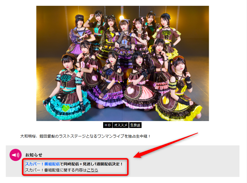 虹のコンキスタドールライブはテレ朝チャンネルで放送・配信