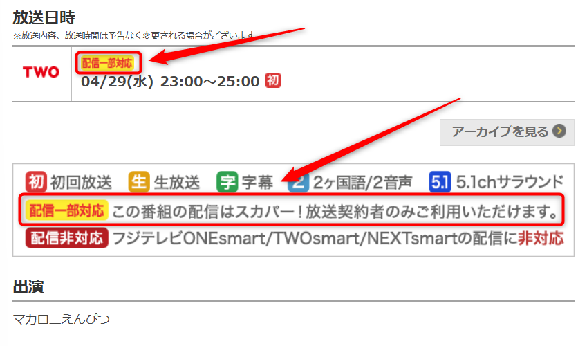 マカロックツアーはフジテレビTWOで放送・配信